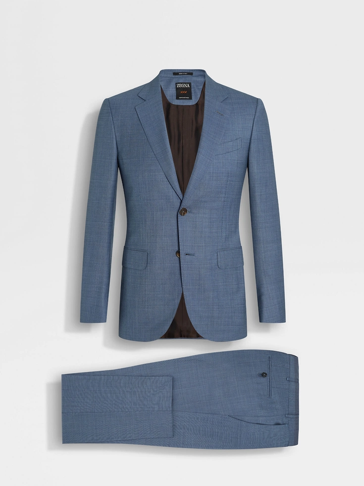 Traje de lana Centoventimila azul avio claro