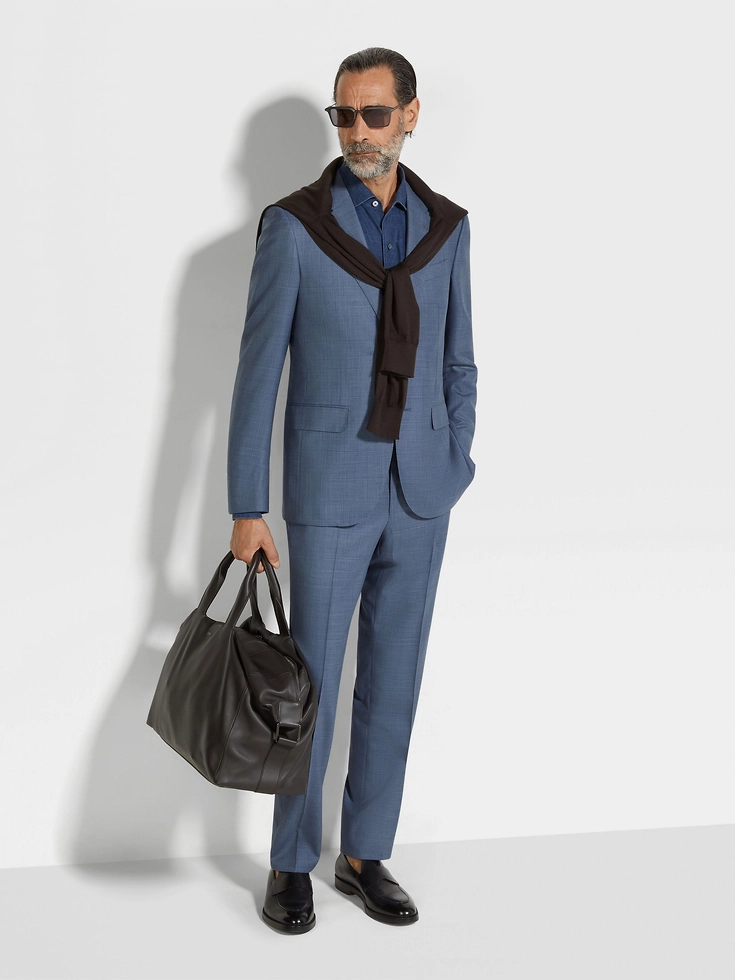 Traje de lana Centoventimila azul avio claro