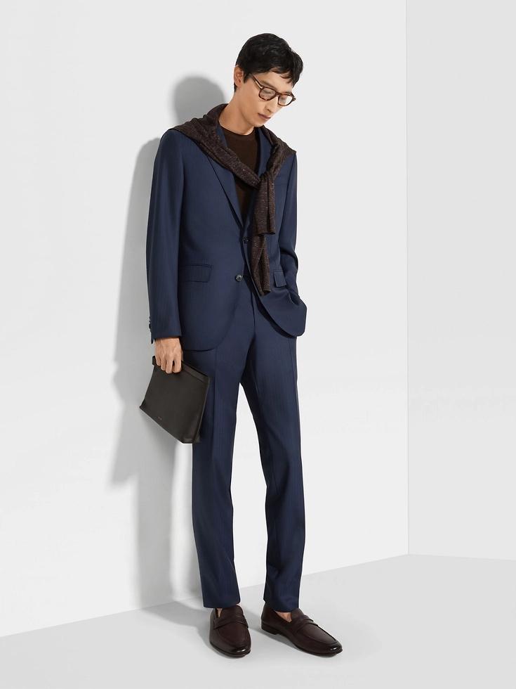 Traje de lana azul oscuro y marrón 15milmil15