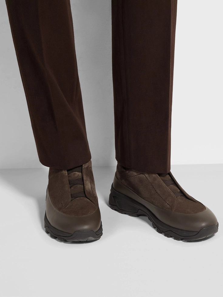 Zapatillas Monte de ante y cuero marrón con triple costura™