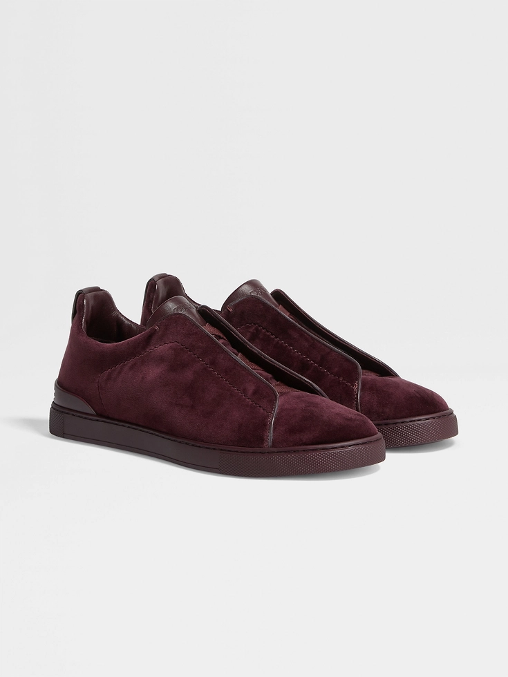Zapatillas de terciopelo morado oscuro con triple puntada™