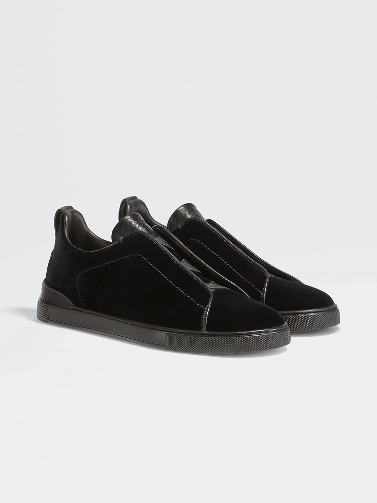 Zapatillas de terciopelo negro con triple puntada™
