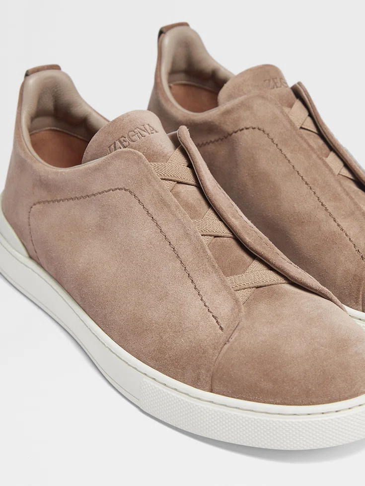 Zapatillas deportivas de ante beige con triple costura™