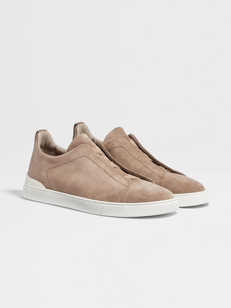 Zapatillas deportivas de ante beige con triple costura™