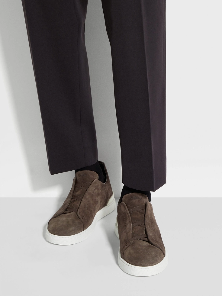 Zapatillas deportivas de ante marrón con triple puntada™