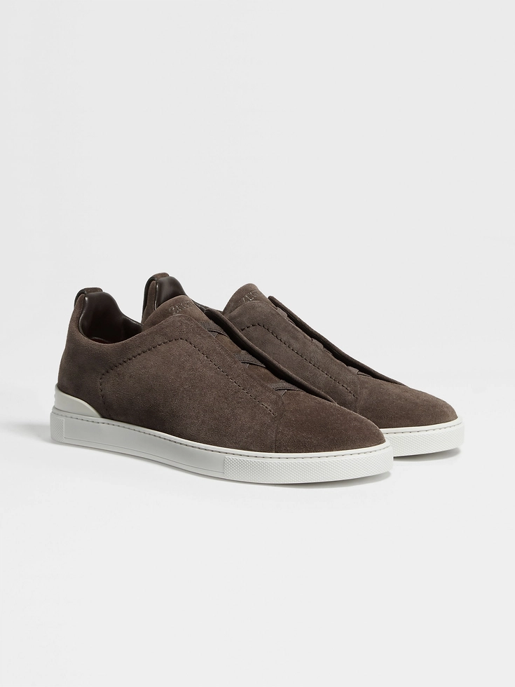 Zapatillas deportivas de ante marrón con triple puntada™