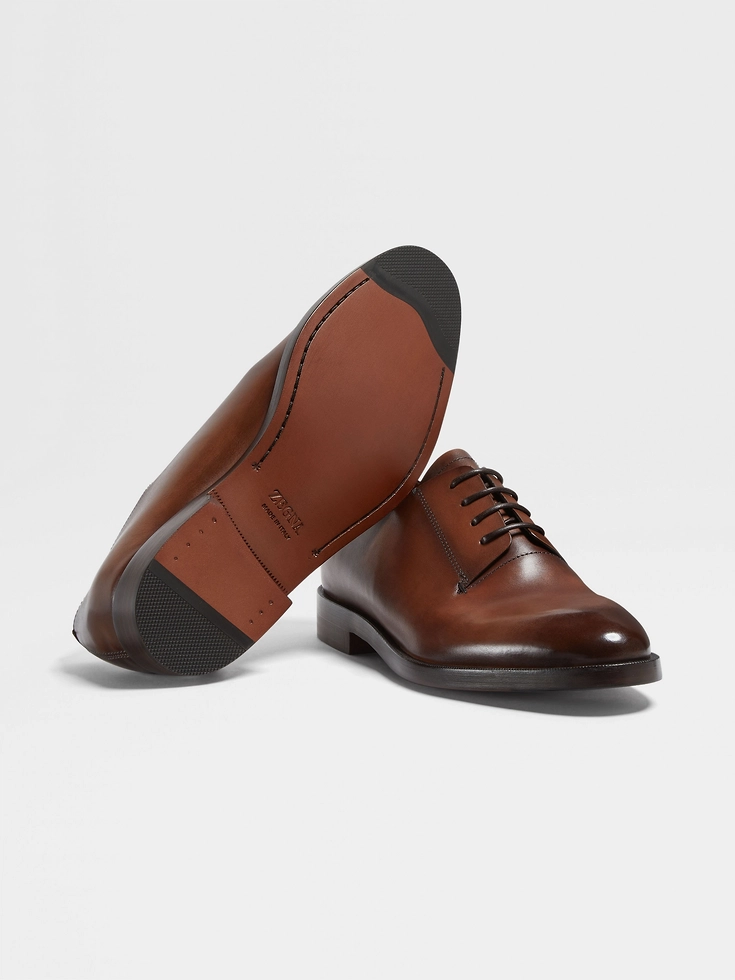 Zapatos Derby Torino de piel marrón claro